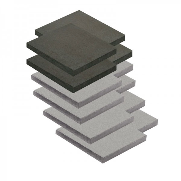 Platten-Set, 12 Stück, Beton + Anthrazit geschliffen Platten-Set, 12 Stück, Beton + Anthrazit geschliffen