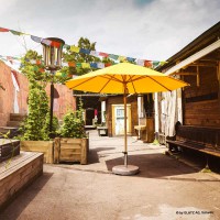 Glatz Sonnenschirm I Piazza "Easy" Ø 250 cm - rund, Stofffarbe: Klasse 2 - Dessin 158 Off White